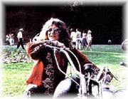Janis Joplin with what money could buy--a Harley