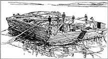 1800s Flatboat on the Ohio River