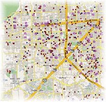 Map showinng location of sexual predators.