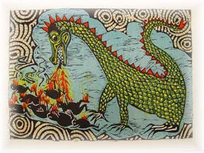 Rad the Magic Dragon --Woodcut