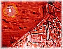 A house stands gaunt at night's end